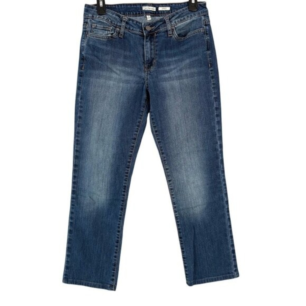 Calvin Klein Women Straight Leg Mid Rise Denim Blue Jean Sz 8 Stretch Minimalist